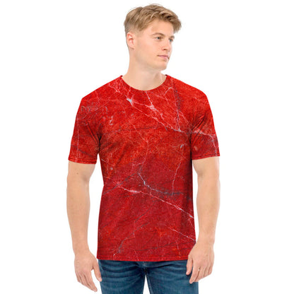 Red Marble Print Men's T-Shirt