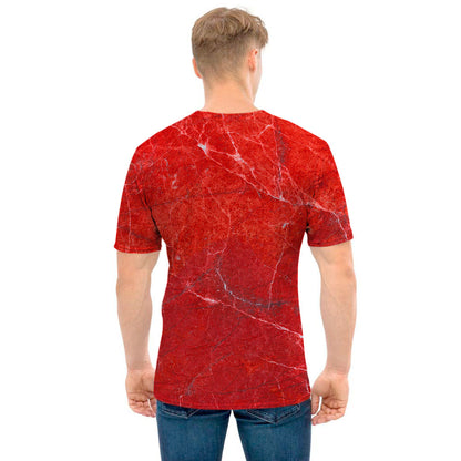 Red Marble Print Men's T-Shirt