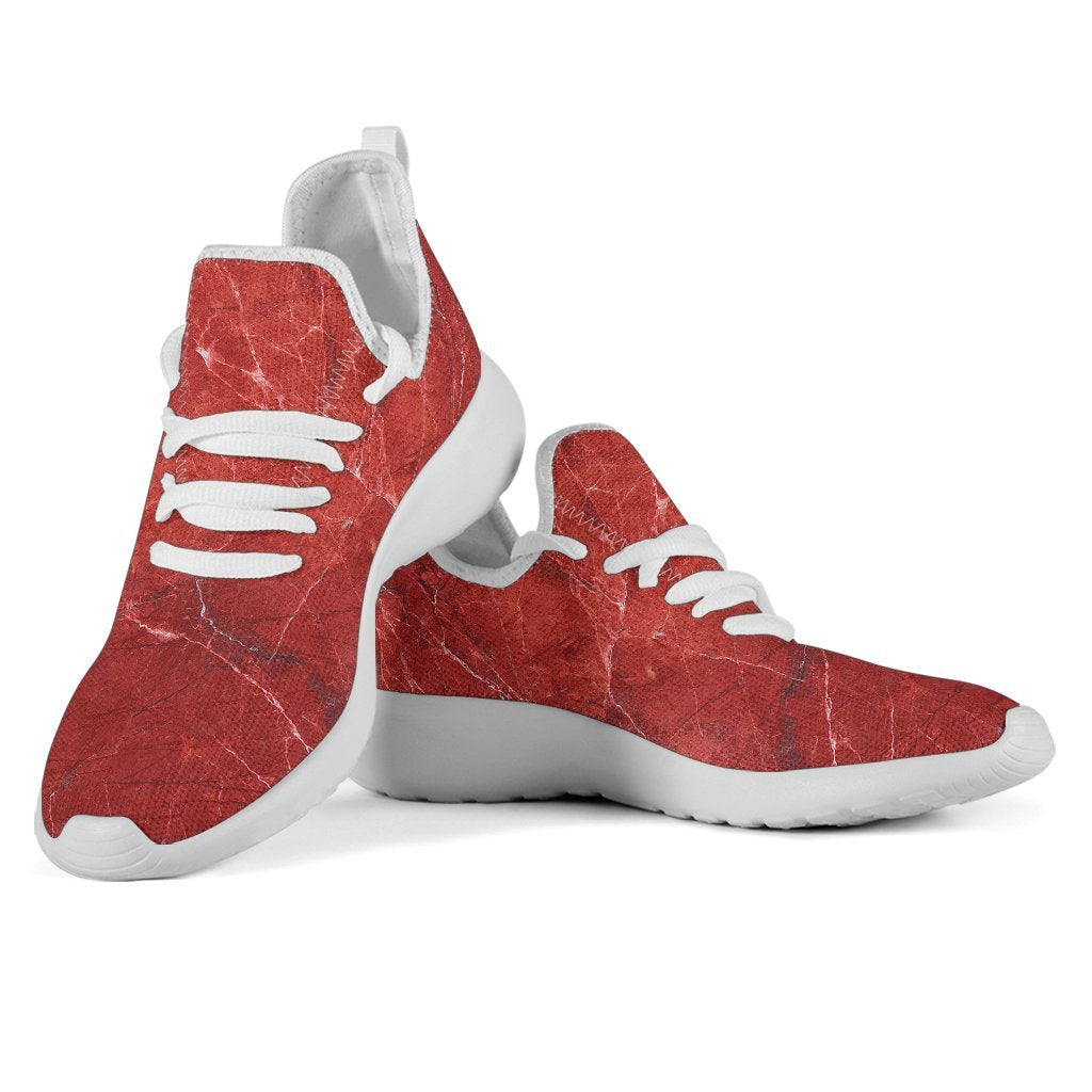 Red Marble Print Mesh Knit Shoes GearFrost