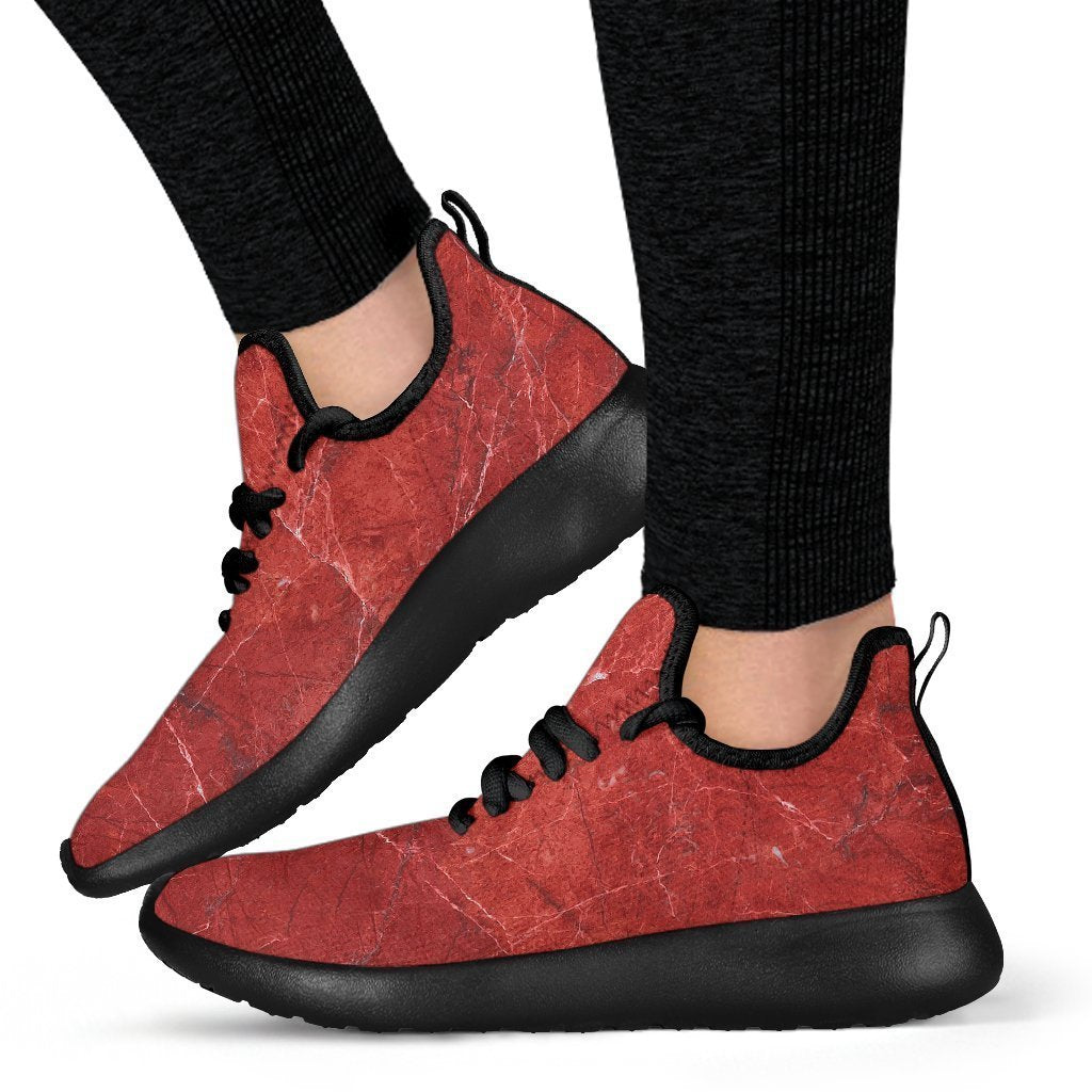 Red Marble Print Mesh Knit Shoes GearFrost