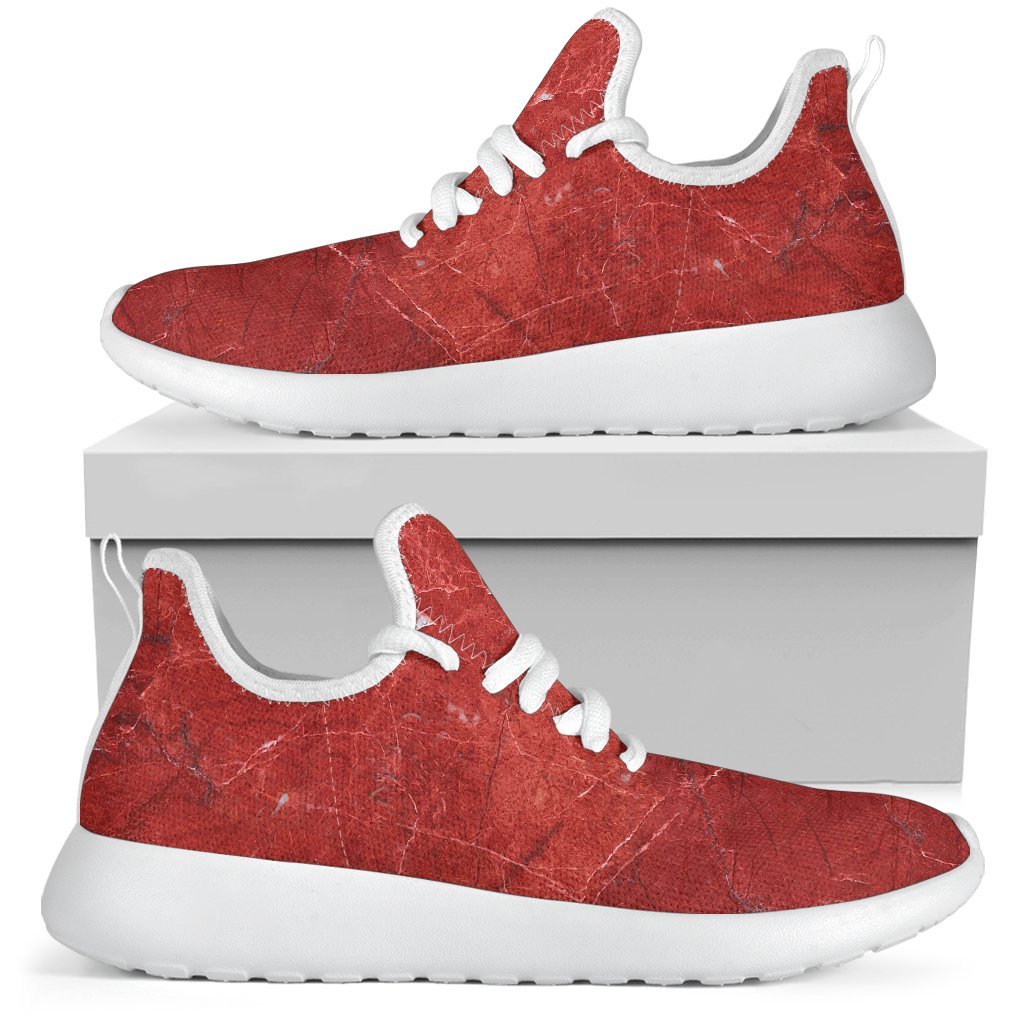 Red Marble Print Mesh Knit Shoes GearFrost