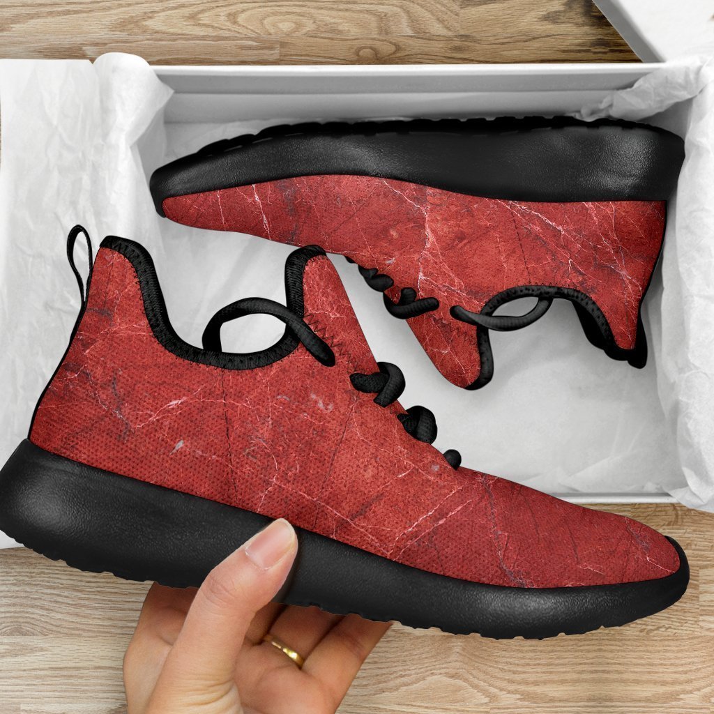 Red Marble Print Mesh Knit Shoes GearFrost
