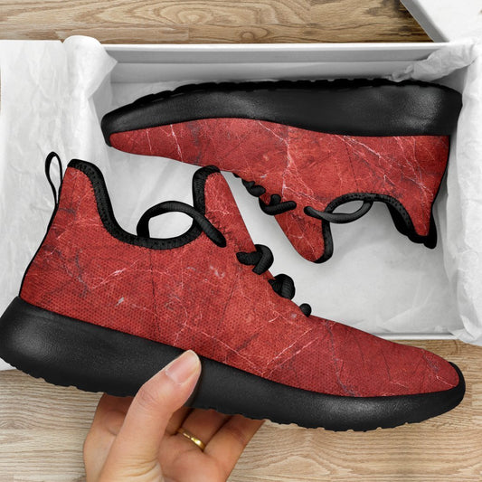 Red Marble Print Mesh Knit Shoes GearFrost