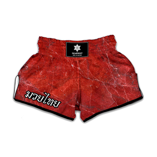 Red Marble Print Muay Thai Boxing Shorts