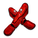 Red Marble Print Muay Thai Shin Guard