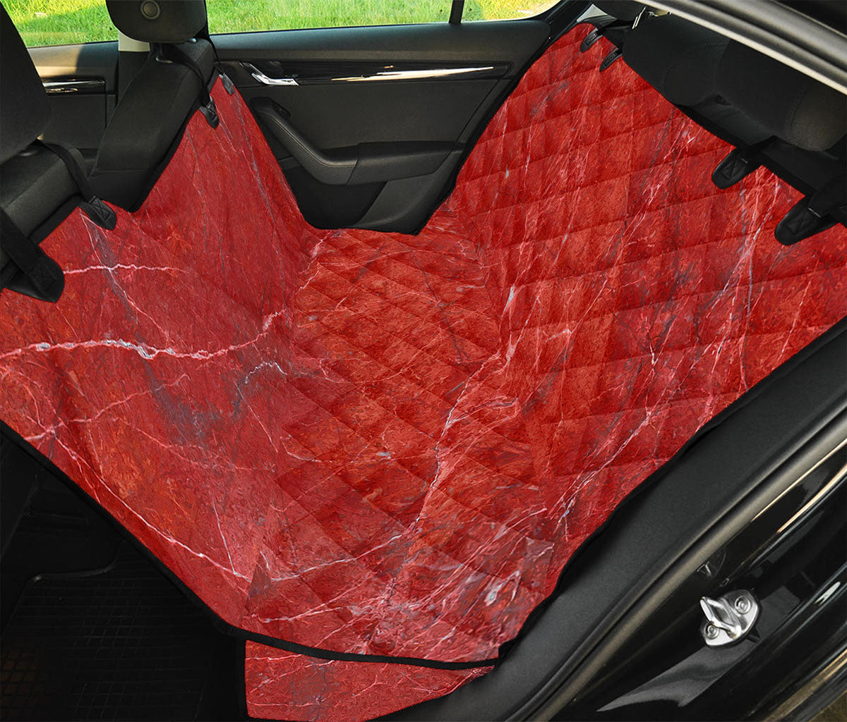 Red Marble Print Pet Car Back Seat Cover