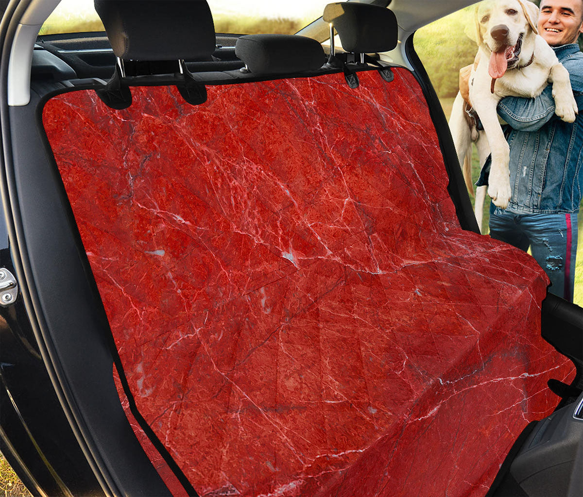 Red Marble Print Pet Car Back Seat Cover