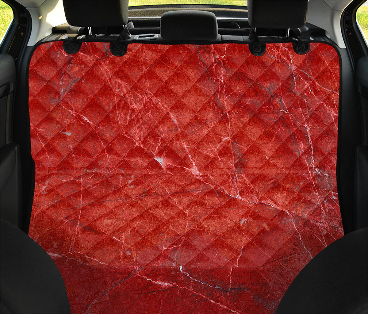 Red Marble Print Pet Car Back Seat Cover