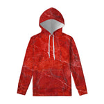 Red Marble Print Pullover Hoodie