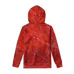 Red Marble Print Pullover Hoodie