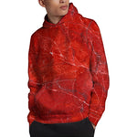 Red Marble Print Pullover Hoodie