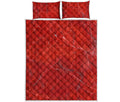 Red Marble Print Quilt Bed Set