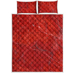 Red Marble Print Quilt Bed Set