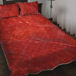 Red Marble Print Quilt Bed Set