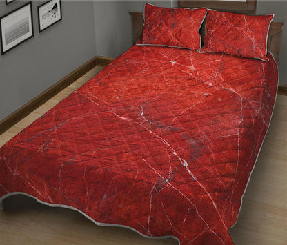 Red Marble Print Quilt Bed Set
