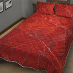 Red Marble Print Quilt Bed Set