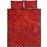 Red Marble Print Quilt Bed Set