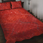 Red Marble Print Quilt Bed Set