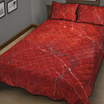 Red Marble Print Quilt Bed Set
