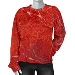 Red Marble Print Women's Crewneck Sweatshirt GearFrost