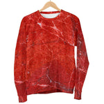 Red Marble Print Women's Crewneck Sweatshirt GearFrost