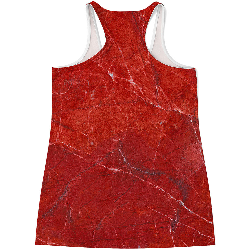 Red Marble Print Women's Racerback Tank Top