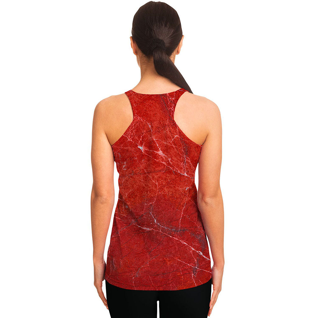 Red Marble Print Women's Racerback Tank Top