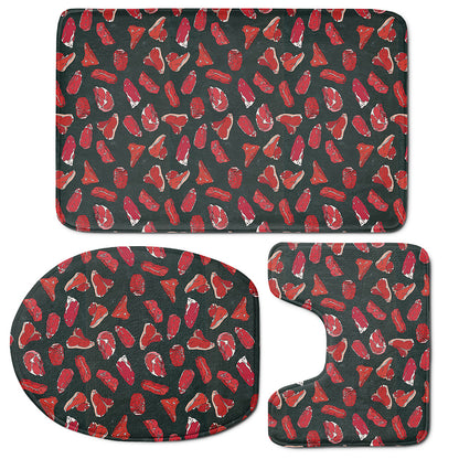 Red Meat Pattern Print 3 Piece Bath Mat Set