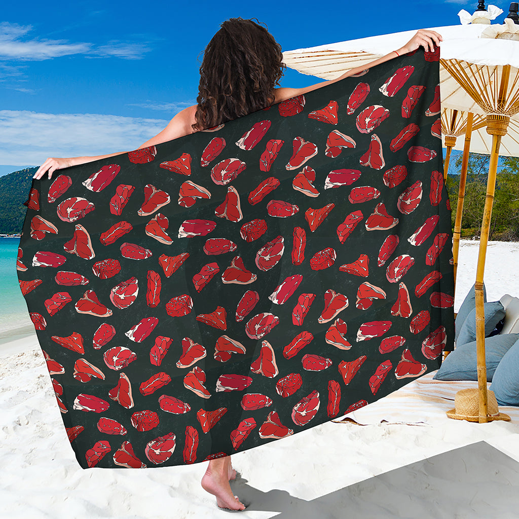 Red Meat Pattern Print Beach Sarong Wrap