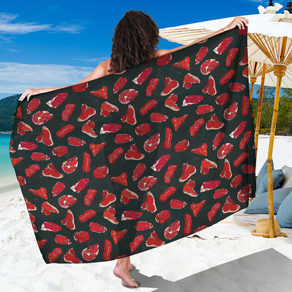Red Meat Pattern Print Beach Sarong Wrap