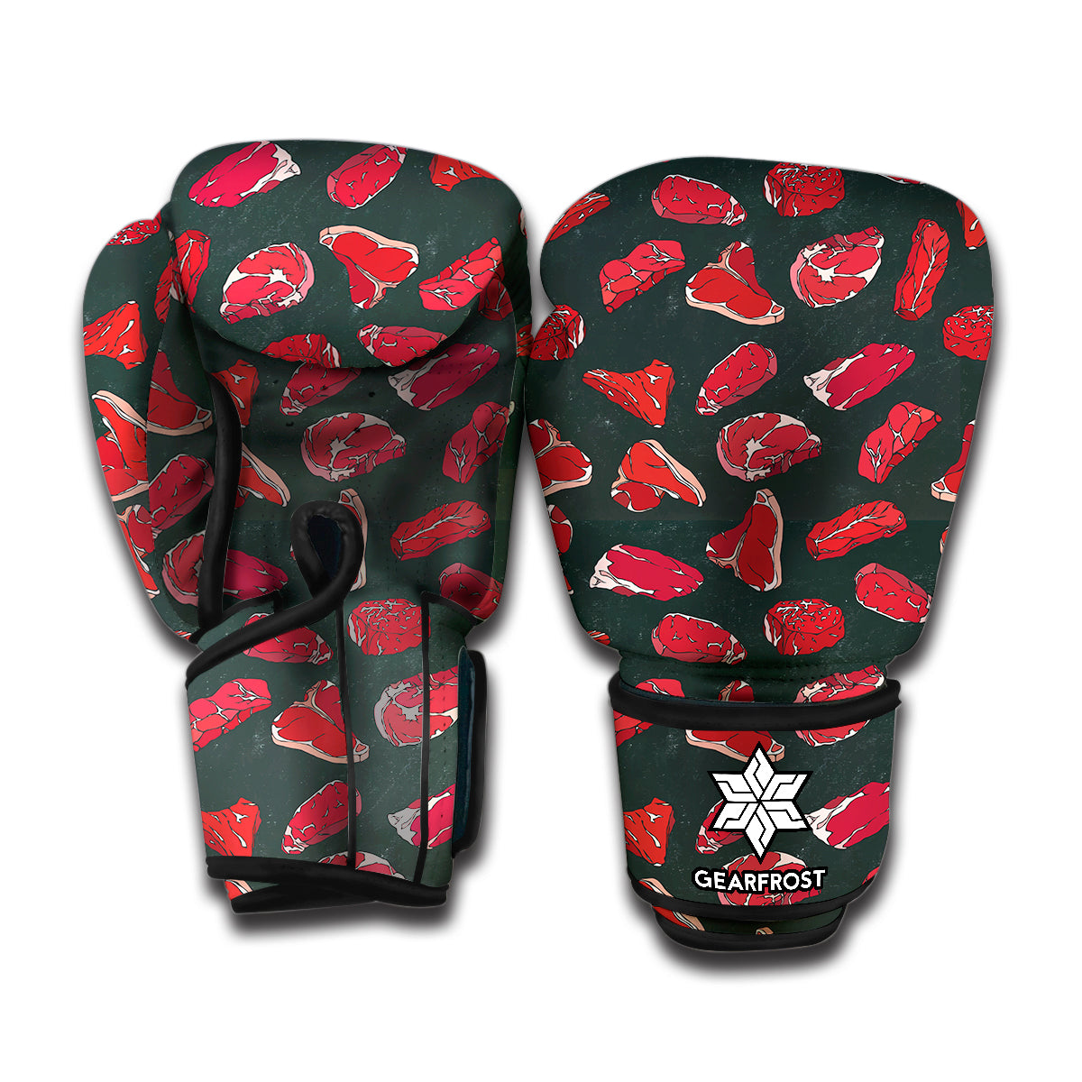 Red Meat Pattern Print Boxing Gloves