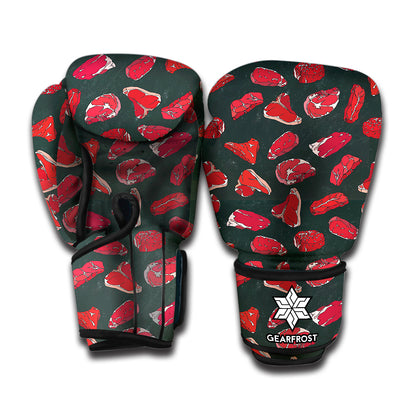 Red Meat Pattern Print Boxing Gloves