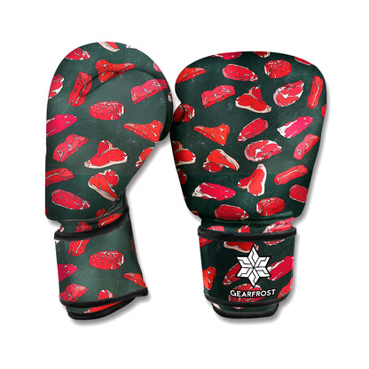 Red Meat Pattern Print Boxing Gloves