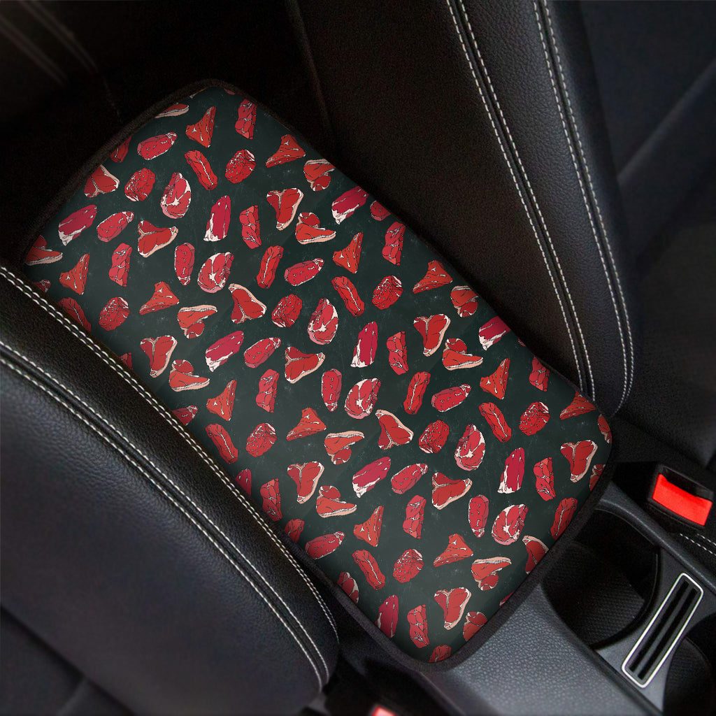 Red Meat Pattern Print Car Center Console Cover