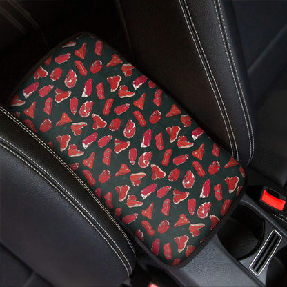 Red Meat Pattern Print Car Center Console Cover
