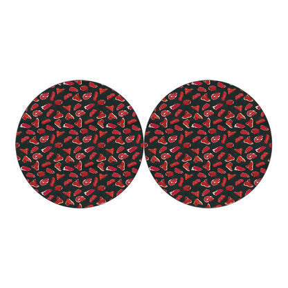 Red Meat Pattern Print Car Coasters