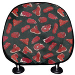 Red Meat Pattern Print Car Headrest Covers