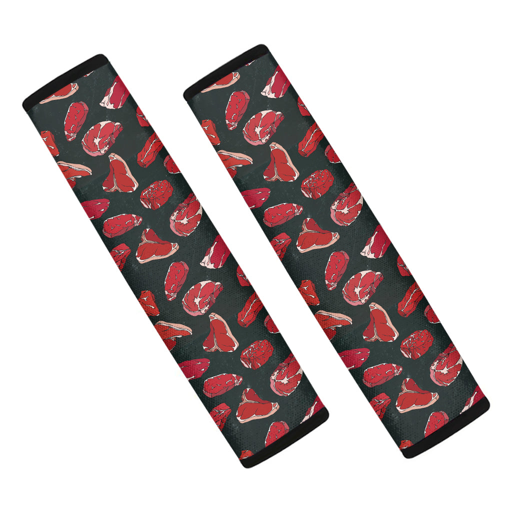 Red Meat Pattern Print Car Seat Belt Covers