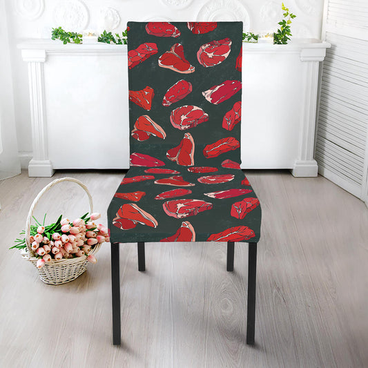 Red Meat Pattern Print Dining Chair Slipcover