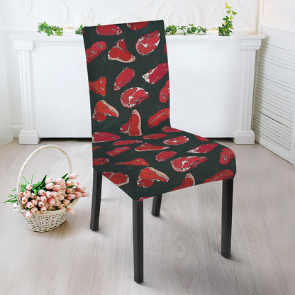Red Meat Pattern Print Dining Chair Slipcover
