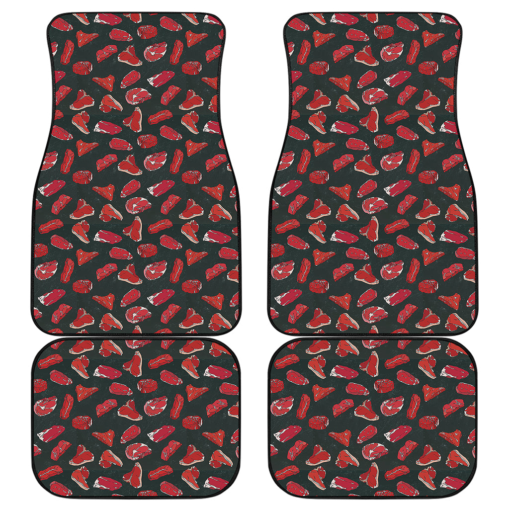 Red Meat Pattern Print Front and Back Car Floor Mats