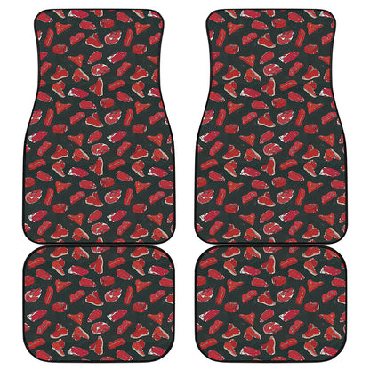 Red Meat Pattern Print Front and Back Car Floor Mats