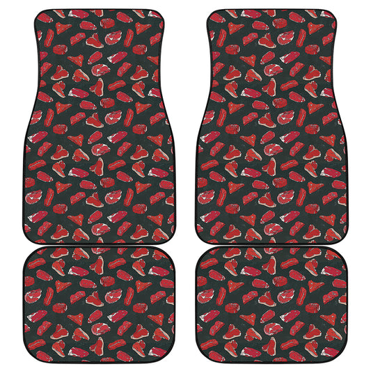 Red Meat Pattern Print Front and Back Car Floor Mats