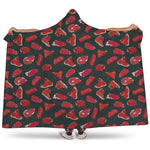 Red Meat Pattern Print Hooded Blanket