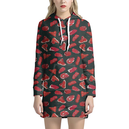 Red Meat Pattern Print Hoodie Dress