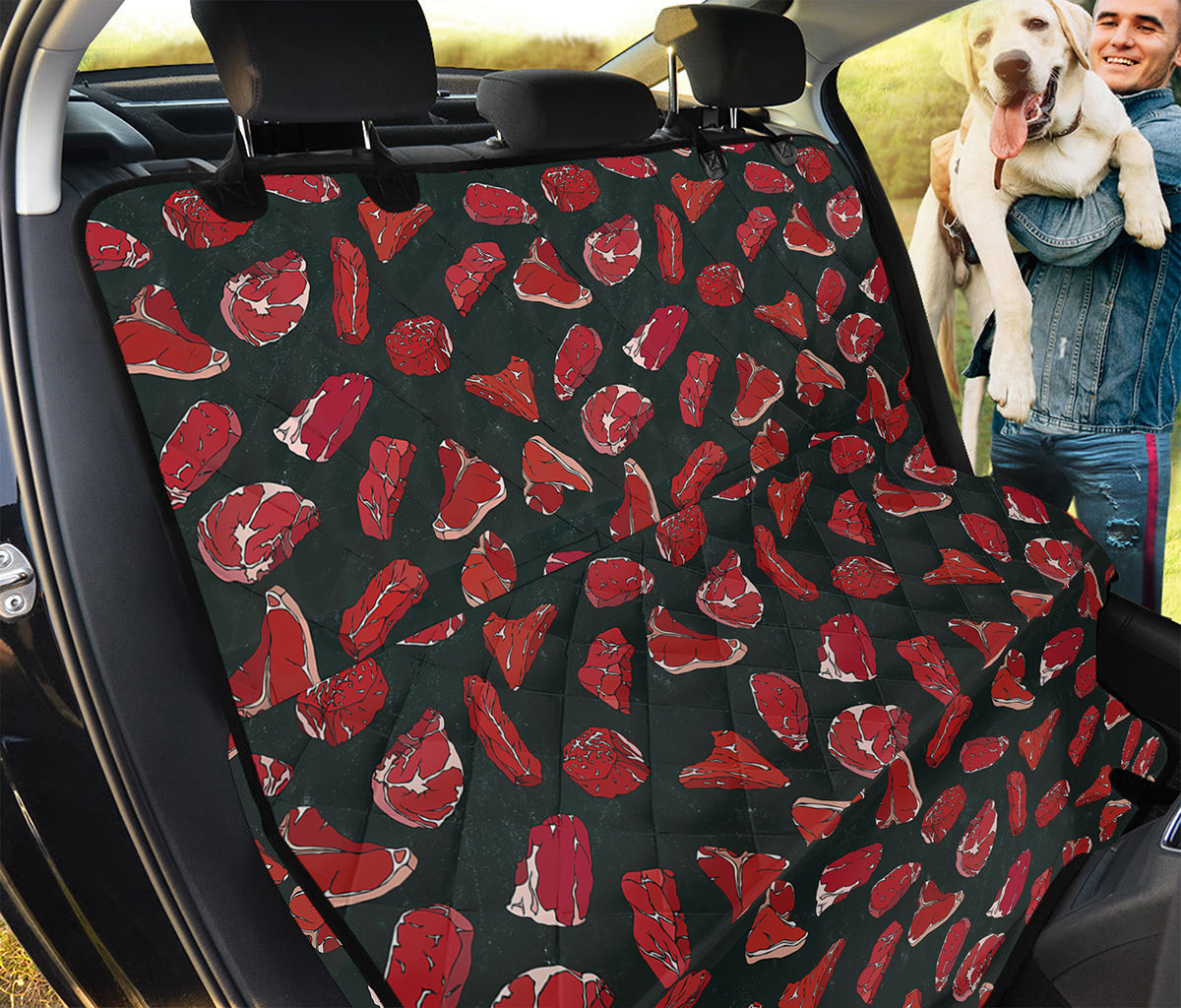 Red Meat Pattern Print Pet Car Back Seat Cover