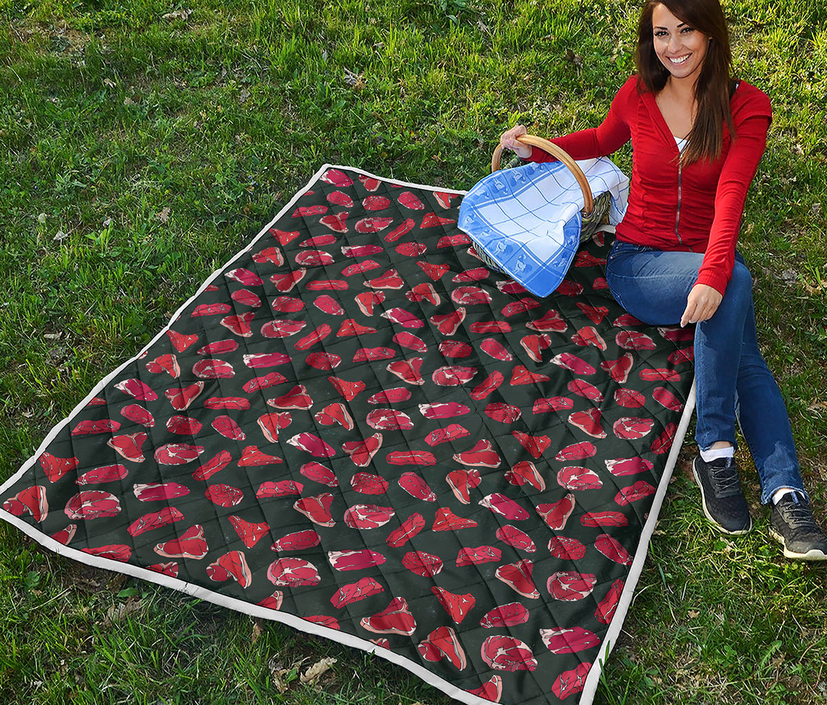 Red Meat Pattern Print Quilt