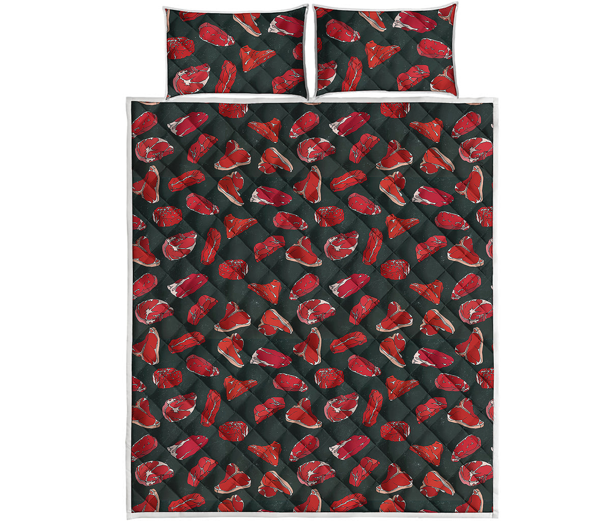 Red Meat Pattern Print Quilt Bed Set