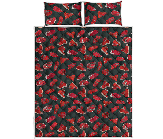 Red Meat Pattern Print Quilt Bed Set