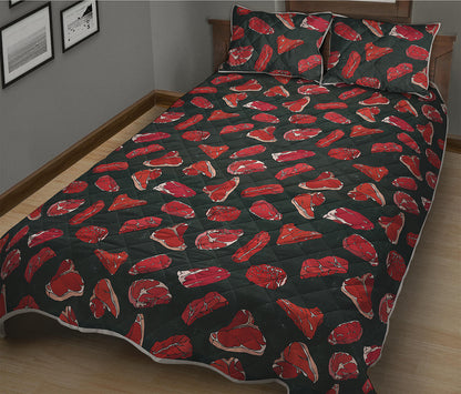Red Meat Pattern Print Quilt Bed Set